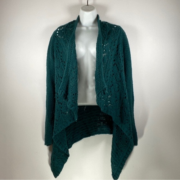 Loft Teal Open Drape Front Crochet Cardigan - Picture 5 of 5